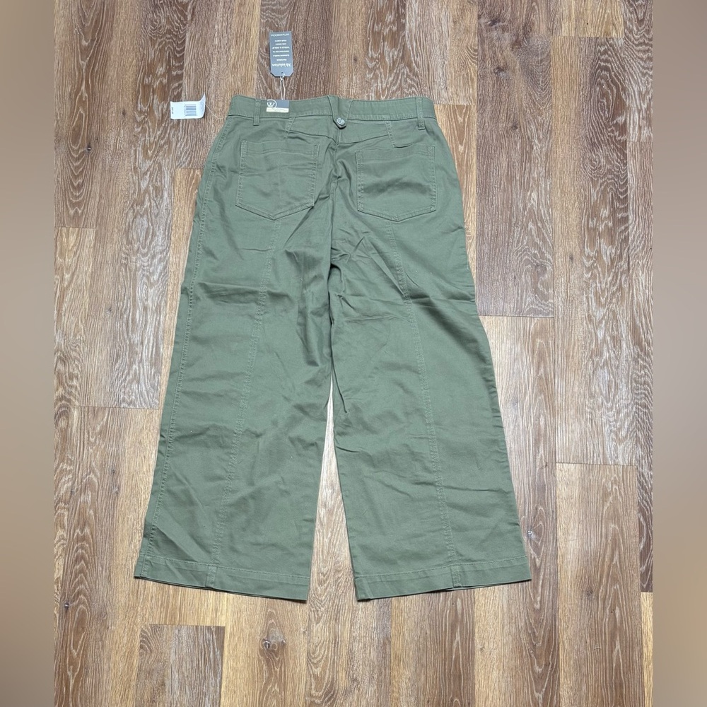 Wit & Wisdom Olive Button-Front Wide Leg Pants - Picture 2 of 8